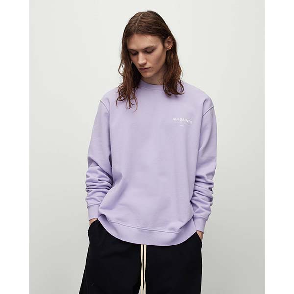 Allsaints Australia Mens Underground Oversized Crew Sweatshirt Lilac/White AU90-495